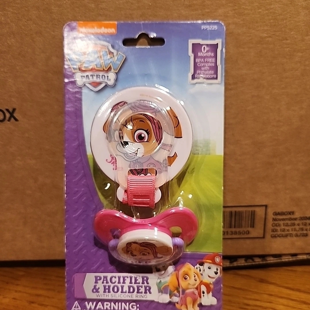 Paw Patrol Skye Pacifier & Holder Set - Pink/White